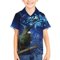 New Zealand Tui Bird Matariki Family Matching Summer Maxi Dress and Hawaiian Shirt Maori New Year with Galaxy Fern