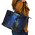 New Zealand Tui Bird Matariki Leather Tote Bag Maori New Year with Galaxy Fern