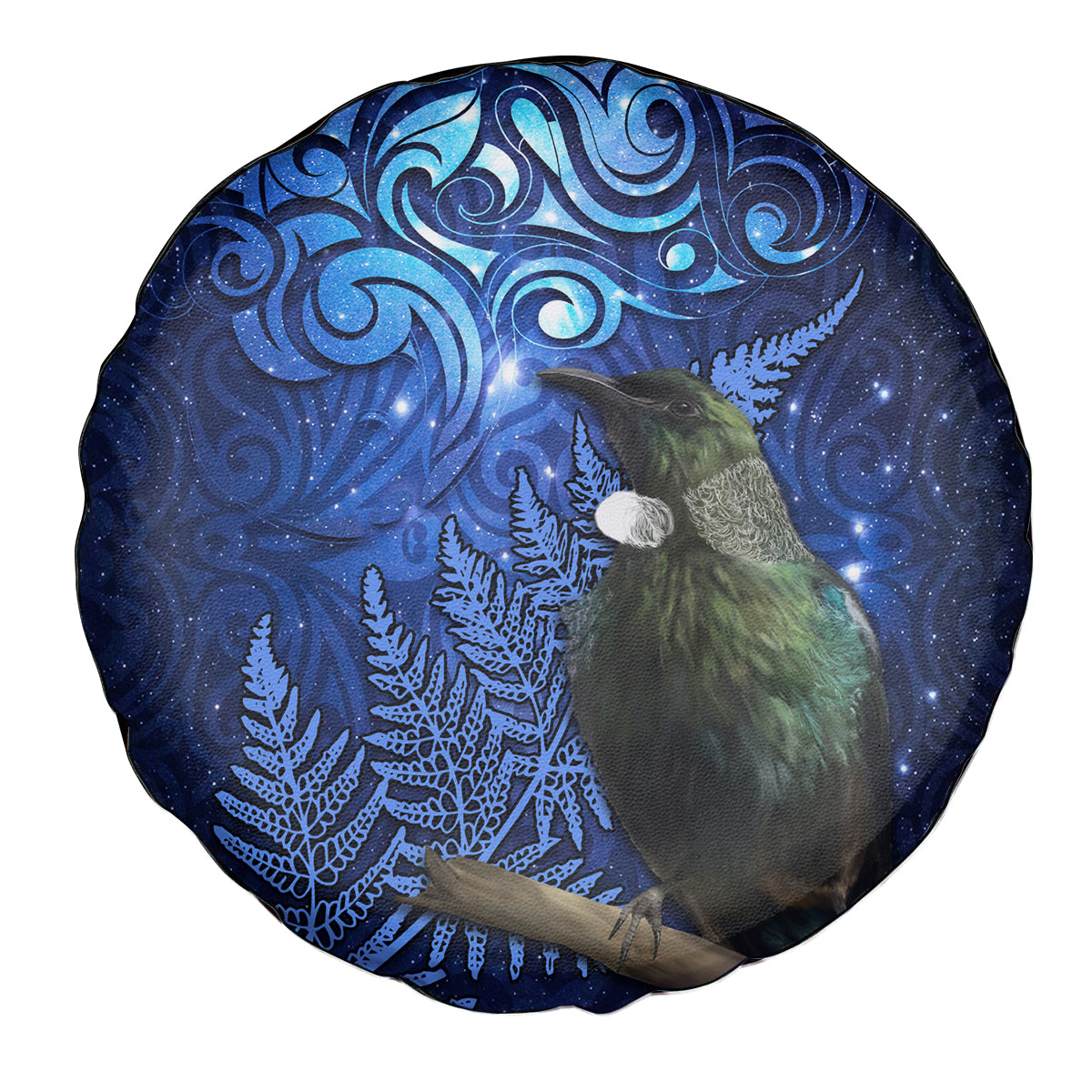 New Zealand Tui Bird Matariki Spare Tire Cover Maori New Year with Galaxy Fern LT03 - Polynesian Pride