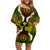 Hawaii Kanaka Maoli Family Matching Off Shoulder Short Dress and Hawaiian Shirt Double Shark and Hibiscus Flowers
