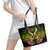 Hawaii Kanaka Maoli Leather Tote Bag Double Shark and Hibiscus Flowers