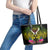 Hawaii Kanaka Maoli Leather Tote Bag Double Shark and Hibiscus Flowers