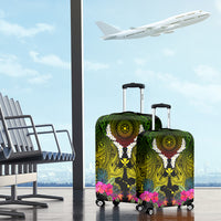 Hawaii Kanaka Maoli Luggage Cover Double Shark and Hibiscus Flowers
