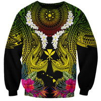Hawaii Kanaka Maoli Sweatshirt Double Shark and Hibiscus Flowers