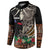Samoa Siapo Polynesian Art Button Sweatshirt Tropical Flowers and Tatau Pattern Brown