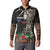 Samoa Siapo Polynesian Art Button Sweatshirt Tropical Flowers and Tatau Pattern Brown