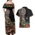 Samoa Siapo Polynesian Art Couples Matching Off Shoulder Maxi Dress and Hawaiian Shirt Tropical Flowers and Tatau Pattern Brown