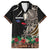 Samoa Siapo Polynesian Art Family Matching Off Shoulder Maxi Dress and Hawaiian Shirt Tropical Flowers and Tatau Pattern Brown