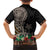 Samoa Siapo Polynesian Art Family Matching Short Sleeve Bodycon Dress and Hawaiian Shirt Tropical Flowers and Tatau Pattern Brown