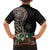 Samoa Siapo Polynesian Art Family Matching Tank Maxi Dress and Hawaiian Shirt Tropical Flowers and Tatau Pattern Brown