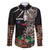 Samoa Siapo Polynesian Art Family Matching Tank Maxi Dress and Hawaiian Shirt Tropical Flowers and Tatau Pattern Brown