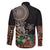 Samoa Siapo Polynesian Art Family Matching Tank Maxi Dress and Hawaiian Shirt Tropical Flowers and Tatau Pattern Brown