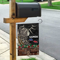 Samoa Siapo Polynesian Art Garden Flag Tropical Flowers and Tatau Pattern Brown