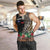 Samoa Siapo Polynesian Art Men Tank Top Tropical Flowers and Tatau Pattern Brown