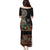 Samoa Siapo Polynesian Art Puletasi Tropical Flowers and Tatau Pattern Brown