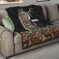 Samoa Siapo Polynesian Art Quilt Tropical Flowers and Tatau Pattern Brown