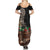Samoa Siapo Polynesian Art Summer Maxi Dress Tropical Flowers and Tatau Pattern Brown