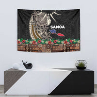 Samoa Siapo Polynesian Art Tapestry Tropical Flowers and Tatau Pattern Brown