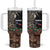 Samoa Siapo Polynesian Art Tumbler With Handle Tropical Flowers and Tatau Pattern Brown