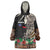 Samoa Siapo Polynesian Art Wearable Blanket Hoodie Tropical Flowers and Tatau Pattern Brown