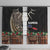 Samoa Siapo Polynesian Art Window Curtain Tropical Flowers and Tatau Pattern Brown