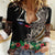 Samoa Siapo Polynesian Art Women Casual Shirt Tropical Flowers and Tatau Pattern Brown