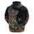 Samoa Siapo Polynesian Art Zip Hoodie Tropical Flowers and Tatau Pattern Brown