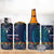 Samoa Siapo Polynesian Art 4 in 1 Can Cooler Tumbler Tropical Flowers and Tatau Pattern Navy
