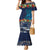 Samoa Siapo Polynesian Art Family Matching Mermaid Dress and Hawaiian Shirt Tropical Flowers and Tatau Pattern Navy