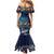 Samoa Siapo Polynesian Art Family Matching Mermaid Dress and Hawaiian Shirt Tropical Flowers and Tatau Pattern Navy