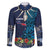 Samoa Siapo Polynesian Art Family Matching Short Sleeve Bodycon Dress and Hawaiian Shirt Tropical Flowers and Tatau Pattern Navy