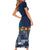Samoa Siapo Polynesian Art Family Matching Short Sleeve Bodycon Dress and Hawaiian Shirt Tropical Flowers and Tatau Pattern Navy