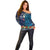 Samoa Siapo Polynesian Art Off Shoulder Sweater Tropical Flowers and Tatau Pattern Navy