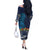 Samoa Siapo Polynesian Art Off The Shoulder Long Sleeve Dress Tropical Flowers and Tatau Pattern Navy