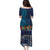 Samoa Siapo Polynesian Art Puletasi Tropical Flowers and Tatau Pattern Navy