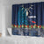 Samoa Siapo Polynesian Art Shower Curtain Tropical Flowers and Tatau Pattern Navy