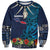 Samoa Siapo Polynesian Art Sweatshirt Tropical Flowers and Tatau Pattern Navy