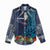 Samoa Siapo Polynesian Art Women Casual Shirt Tropical Flowers and Tatau Pattern Navy