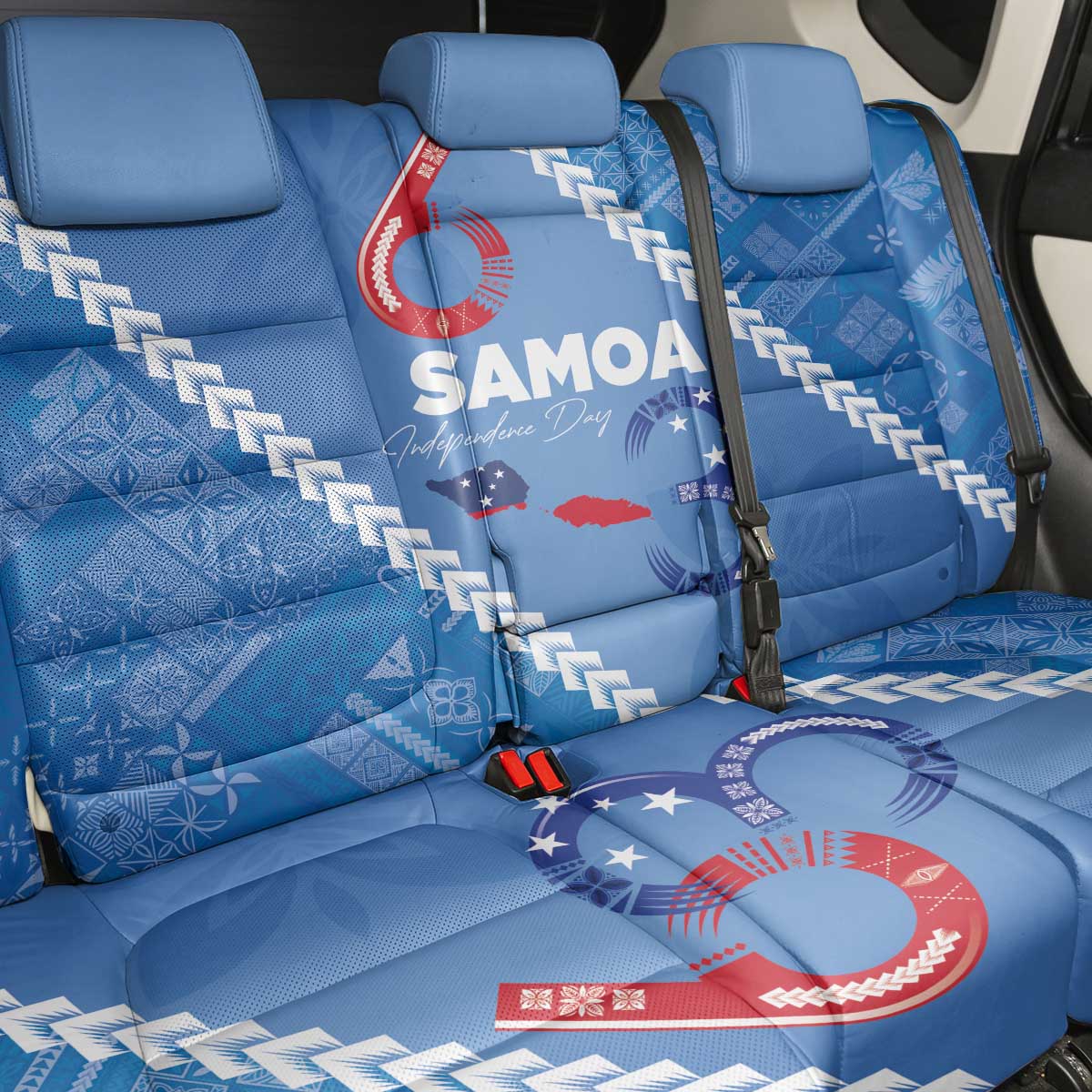 Samoa Independence Day Back Car Seat Cover Anniversary 63th-Siapo Art