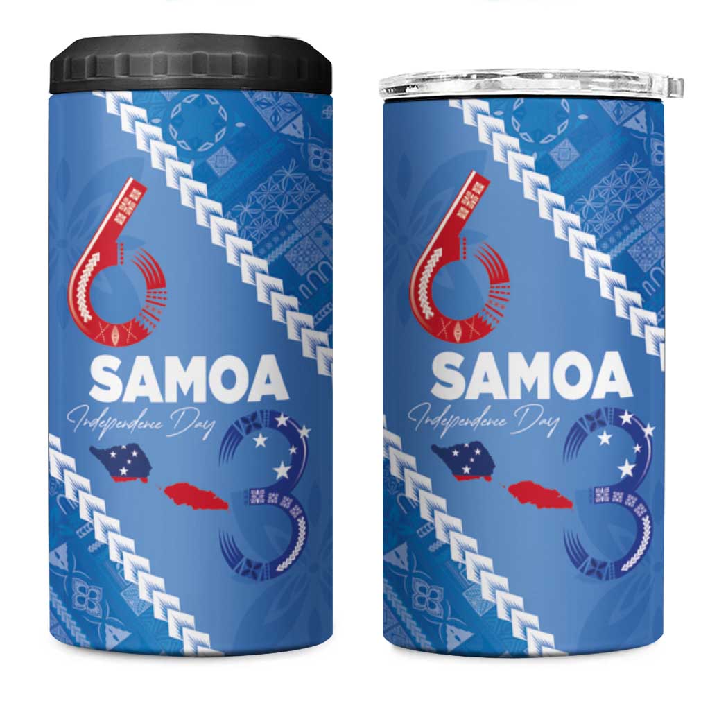 Samoa Independence Day 4 in 1 Can Cooler Tumbler Anniversary 63th-Siapo Art