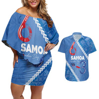 Samoa Independence Day Couples Matching Off Shoulder Short Dress and Hawaiian Shirt Anniversary 63th-Siapo Art