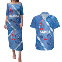 Samoa Independence Day Couples Matching Puletasi and Hawaiian Shirt Anniversary 63th-Siapo Art