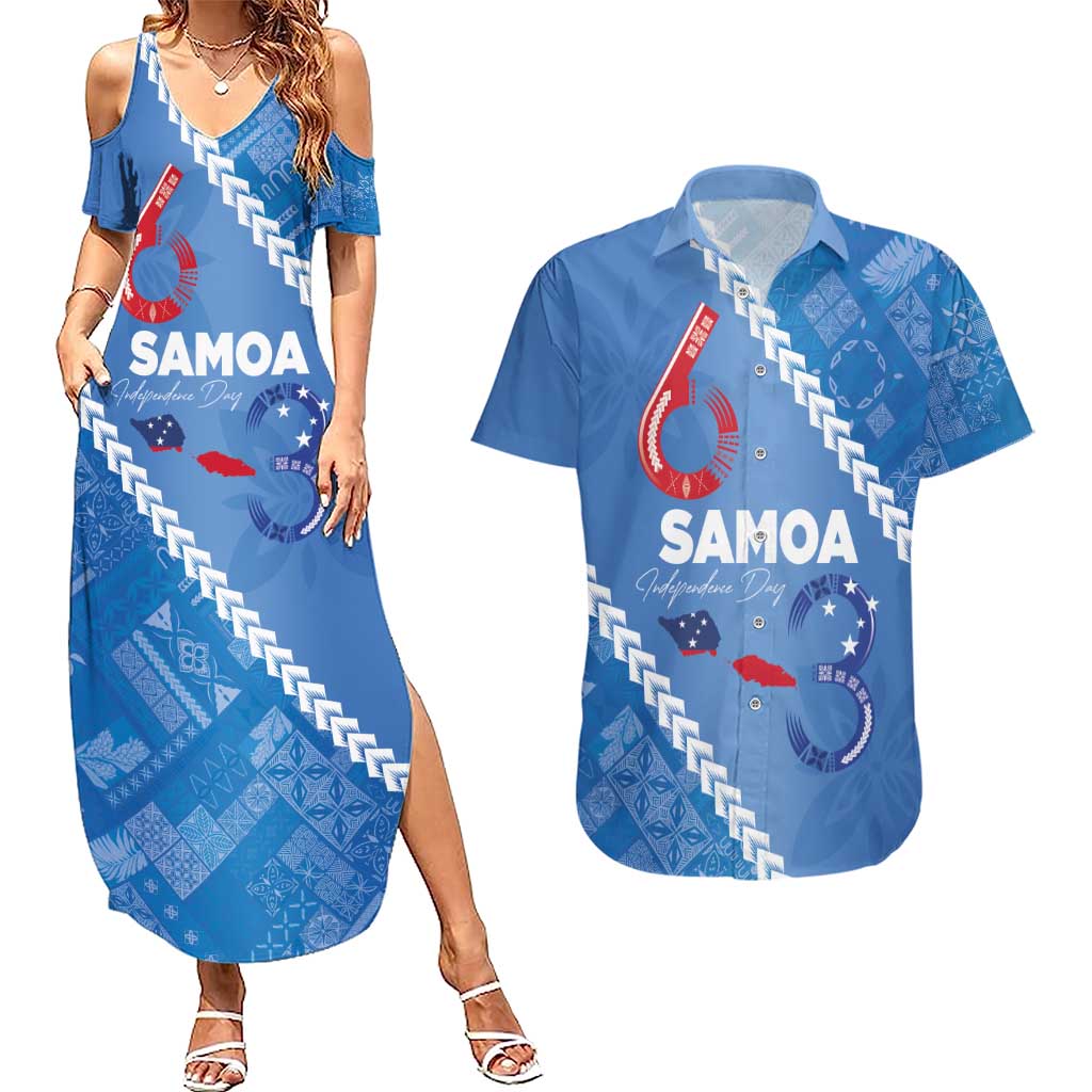 Samoa Independence Day Couples Matching Summer Maxi Dress and Hawaiian Shirt Anniversary 63th-Siapo Art