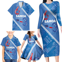 Samoa Independence Day Family Matching Long Sleeve Bodycon Dress and Hawaiian Shirt Anniversary 63th-Siapo Art