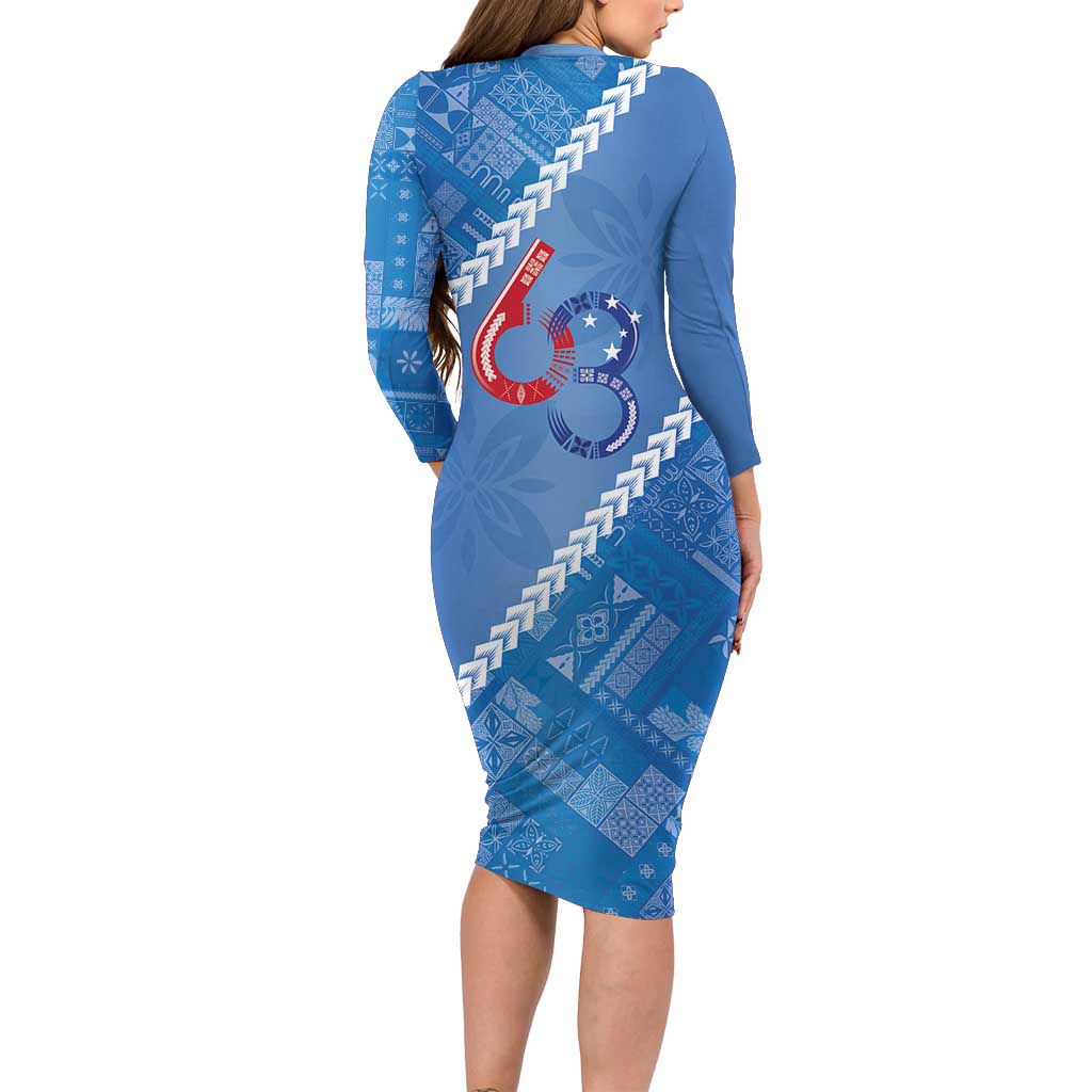 Samoa Independence Day Family Matching Long Sleeve Bodycon Dress and Hawaiian Shirt Anniversary 63th-Siapo Art