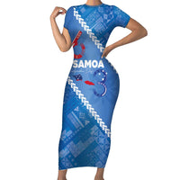 Samoa Independence Day Family Matching Short Sleeve Bodycon Dress and Hawaiian Shirt Anniversary 63th-Siapo Art
