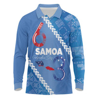 Samoa Independence Day Long Sleeve Polo Shirt Anniversary 63th-Siapo Art