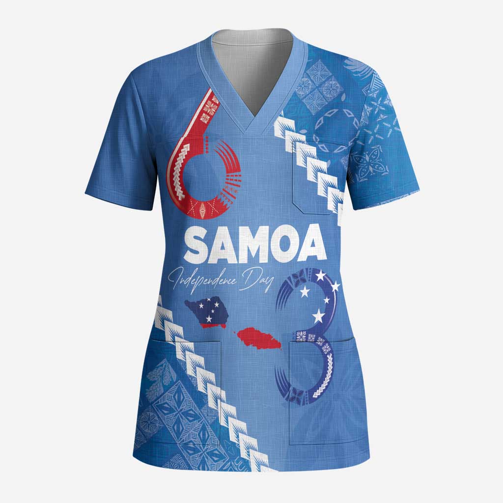 Samoa Independence Day Scrub Top Anniversary 63th-Siapo Art - Polynesian Pride