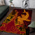 Hawaiian Volcano and Shark Area Rug Polynesian and Hibiscus Pattern Lava Color