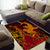 Hawaiian Volcano and Shark Area Rug Polynesian and Hibiscus Pattern Lava Color